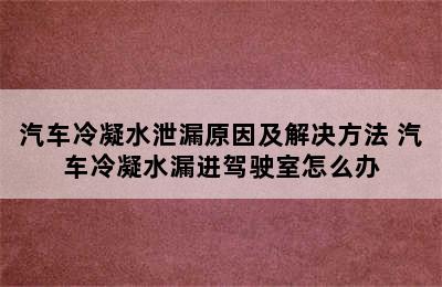 汽车冷凝水泄漏原因及解决方法 汽车冷凝水漏进驾驶室怎么办